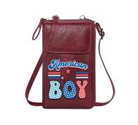 GEEADNB Women’s RFID Clutch Purse Small Crossbody Bags Patriotic Colors Stylized Font American Boy for Everyday Use or Gift Idea for Valentine's Day Birthday Gifts