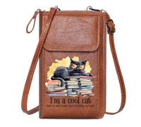 GEEADNB Women’s RFID Clutch Purse Small Shoulder Bag black cat sunglasses academic success Long Large Capacity Purse for Gift