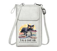 GEEADNB Women’s RFID Clutch Purse Small Shoulder Bag black cat sunglasses academic success Long Large Capacity Purse for Gift