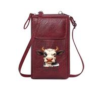 GEEADNB Women’s RFID Clutch Purse Women Leather Crossbody Purse Cartoon cow Bullshit text Humorous sarcasm Adjustable Strap Perfect for Teacher's Day