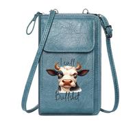 GEEADNB Women’s RFID Clutch Purse Women Leather Crossbody Purse Cartoon cow Bullshit text Humorous sarcasm Adjustable Strap Perfect for Teacher's Day