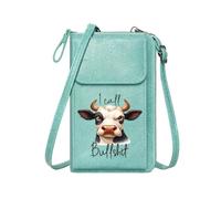 GEEADNB Women’s RFID Clutch Purse Women Leather Crossbody Purse Cartoon cow Bullshit text Humorous sarcasm Adjustable Strap Perfect for Teacher's Day