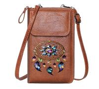 GEEADNB Women’s RFID Clutch Purse Women's Clutch Purse Ornate Feathers Dreamcatcher Vibrant Gemstones Personalized Gifts for Girlfriend Friends Perfect for Outfits