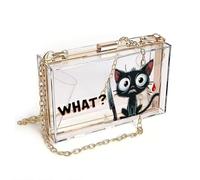 GEEADNB Women’s RFID Clutch Women Leather Crossbody Purse Shocked Black Cat Red WHAT Text Bloodied Knife Large Capacity Purse Gift Cute Stylish Elegant Accessory