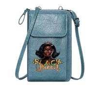GEEADNB Women's Clutch Purse Personalized Crossbody Wallets Crown with red jewels African textile patterns Black Queen Leather Purse for Lover for Everyday Use or Gift Idea