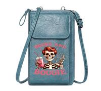 GEEADNB Women's Clutch Purse Personalized Leather Cell Phone Wallet Stylized Skeleton BROKE AND BOUGIE Punk Culture Graduation Student