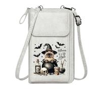 GEEADNB Women's Clutch Purse Women ID Credit Card Case Cemetery Witch Skeleton Bat Haunted Halloween Pumpkin Ghost Perfect for Teacher's Day for Everyday Use or Gift Idea