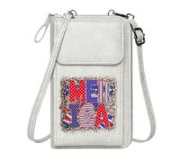 GEEADNB Womens Travel Bags Card Wallets Purse MERICA Patriotic design American flag elements PU Leather Phone Bags Holiday Customized Gift