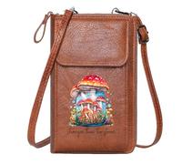 GEEADNB Womens Travel Bags Cell Phone Wallet Purses Magical Atmosphere Fly Agaric Mushrooms Glass Jar Season Gifts Perfect for Teacher's Day