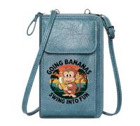 GEEADNB Womens Travel Bags Cell Phone Wallet Purses Tropical Scene Cartoon Monkey Retro Style Season Gifts Leather Purse for Lover