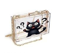 GEEADNB Womens Travel Bags Personalized Crossbody Wallets Black cat Cartoon-style Surprised expression for Valentine's Day Birthday Gifts Perfect for Printed Present