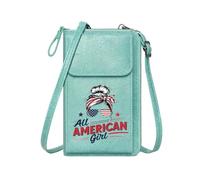 GEEADNB Womens Travel Bags Phone Bags for Women American flag motifs All-American Girl American patriotism Long Purse for Gift Present