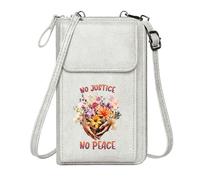 GEEADNB Womens Travel Bags Small Crossbody Bags Vibrant Flowers Symbolic Imagery No Justice No Peace Large Capacity Purse Gift Classic Outfit