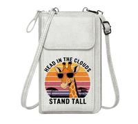 GEEADNB Womens Travel Bags Zip Around Credit Card Bags Giraffe with Sunglasses Colorful Striped Sunset Retro Savannah Silhouette Perfect for Teacher's Day Perfect for Outfits