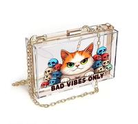 GEEADNB Zip Around Credit Card Bags Cell Phone Purse with Zipper Grumpy Cat BAD VIBES ONLY Colorful Skulls Travel Rfid Safe Holiday Customized Gift