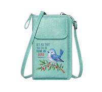 GEEADNB Zip Around Credit Card Bags Cell Phone Wallet Purses bluebird Biblical quote vibrant colors Personalized Gifts for Girlfriend Friends Romantic Gifts for Wife Girlfriend