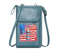 GEEADNB Zip Around Credit Card Bags Cell Phone Wallet Purses Fireworks American flag Celebratory Leather Purse for Lover Christmas Holiday Present