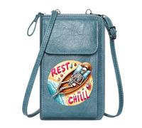 GEEADNB Zip Around Credit Card Bags Personalized Leather Cell Phone Wallet Chill Beach Skeleton Leather Purse for Lover Travel Rfid Safe