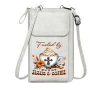 GEEADNB Zip Around Credit Card Bags Personalized Leather Cell Phone Wallet Faith Cross Coffee Classic Outfit Cute Stylish Elegant Accessory