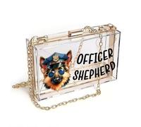 GEEADNB Zip Around Credit Card Bags Personalized Small Bags with Pocket Stylized Illustration Police Dog Blue Sunglasses Long Purse for Gift Romantic Gifts for Wife Girlfriend