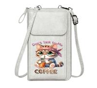 GEEADNB Zip Around Credit Card Bags Phone Bags for Women Cartoon Cat Don't Talk to Me Iced Coffee Printed Gift Perfect for Teacher's Day