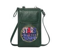 GEEADNB Zip Around Credit Card Bags Small Shoulder Bag American flag theme Stylized text Stars & Stripes Season Gifts Graduation Student