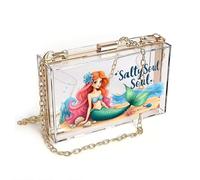 GEEADNB Zip Around Credit Card Bags Women Leather Crossbody Purse Mermaid, Whimsical, Ocean, Leather Purse for Lover Holiday Customized Gift