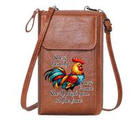 GEEADNB Zip Around Credit Card Bags Women's Clutch Purse Colorful Rooster She's Beauty Lively Character Perfect for Printed Present Suitable for Daily Gifting