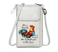 GEEADNB Zip Around Credit Card Bags Women's Clutch Purse Colorful Rooster She's Beauty Lively Character Perfect for Printed Present Suitable for Daily Gifting