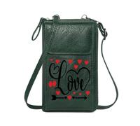 GEEADNB Zip Around Credit Card Bags Womens Travel Bags black background red hearts red balloons Adjustable Strap Graduation Student