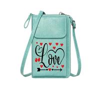 GEEADNB Zip Around Credit Card Bags Womens Travel Bags black background red hearts red balloons Adjustable Strap Graduation Student