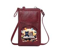 GEEADNB Zip Around Credit Card Bags Zipper Womens Wallet Kittens with Glasses Study Buddies Study Environment Holiday Customized Gift Graduation Student