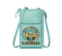 GEEADNB Zipper Womens Wallet Cell Phone Purse with Zipper Vibrant Butterfly Self-Kindness Message Floral Diversity Printed Gift Cute Stylish Elegant Accessory