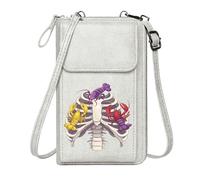 GEEADNB Zipper Womens Wallet Ladies Cell Phone Purse Fantastical Art Ribcage Colorful Lobsters Adjustable Strap Suitable for Daily Gifting