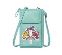 GEEADNB Zipper Womens Wallet Ladies Cell Phone Purse Fantastical Art Ribcage Colorful Lobsters Adjustable Strap Suitable for Daily Gifting