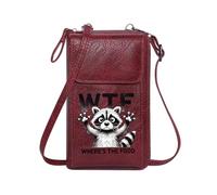 GEEADNB Zipper Womens Wallet Lightweight Women's Shoulder Bag Humorous Confusion Cartoon Raccoon WTF Acronym Romantic Gifts for Wife Girlfriend Travel Rfid Safe