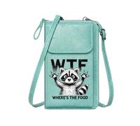 GEEADNB Zipper Womens Wallet Lightweight Women's Shoulder Bag Humorous Confusion Cartoon Raccoon WTF Acronym Romantic Gifts for Wife Girlfriend Travel Rfid Safe