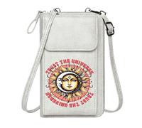 GEEADNB Zipper Womens Wallet Personalized Small Bags with Pocket TRUST THE UNIVERSE Celestial Symbols Psychedelic Art Leather Purse for Lover Classic Outfit