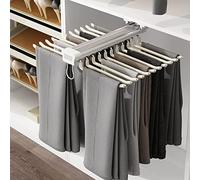 Geeaoo Pull Out Trousers Rack Stainless Steel Sliding Pants Rack Closet Pants Hanger Bar Clothes Organizers with 22 Arm for Space Saving and Storage 23-2/5x 18 inch