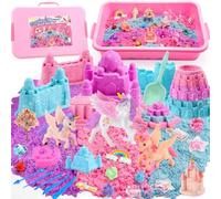 Geebiiny Magic Play Sand Set, Unicorn Gifts & Toys for Girls 3-10 Year Old - 3 Colours 900g Unicorn Play Sand - All in One Sand Playset No Mess - Presents for Girls