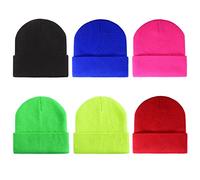 Geebuzz 6 Pack Beanie Cap for Kids, Children's Girls Boys Colorful Warmer Stretchy Knitted Beanie Hat Unisex 1-10 Years Skull Beanie Hat Caps for Winter Autumn (6pack-Multicolor-1)