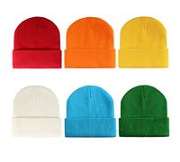 Geebuzz 6 Pack Beanie Cap for Kids, Children's Girls Boys Colorful Warmer Stretchy Knitted Beanie Hat Unisex 1-10 Years Skull Beanie Hat Caps for Winter Autumn (6pack-Multicolor-2)