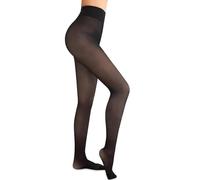 Geebuzz Womens Fleece Lined Tights Sheer Warm Fake Translucent Thermal Pantyhose (Large-X-Large, Black(Thick Fleece))