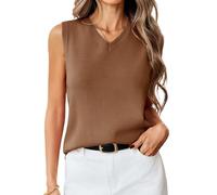 Geebuzz Womens Tank Tops Sleeveless Vest Camisole 2026 Summer Basic Blouses Knitted Casual Vest Shirt (UK, Alpha, L, Regular, Regular, Standard, Deep Camel)