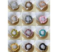 Geebymol 12Pcs Silk Hair Scrunchies, Satin Scrunchies Hair Ties Elastic Hair Bands Ponytail Holder Solid Color Cute Traceless Small Hair Band for Women Girls, Birthday Gift for Women
