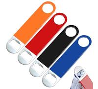 Geebymol 4 Pack Bartender Bottle Openers, Bar Blade, Beer Openers, Professional Grade, Rubber Coated, Stainless Steel, 7 inch/17.8cm
