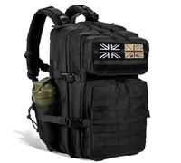 Geebymol 45L Military Tactical Backpacks Large Molle Army Assault Pack 3 Day Bug Out Bag Laptop Bag for Hiking Treeking Hunting Rucksack with Bottle Holder & 4 Flag Patches, Black-1