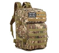 Geebymol 45L Military Tactical Backpacks Large Molle Army Assault Pack 3 Day Bug Out Bag Laptop Bag for Hiking Treeking Black Hunting Rucksack with 4 Flag Patches (CP)