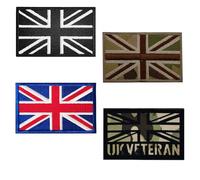 Geebymol 4Pcs British Union Jack Patch Tactical British Union Patches United Kingdom Flag Patch Embroidered Fabric Patch Hook and Loop Applique for Military Uniform Tactical Bag Jacket Jeans Hat