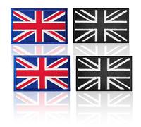 Geebymol British Union Jack Patch United Kingdom Flag Patch British Union Patches Tactical Patches Hook and Loop Applique for Military Uniform Tactical Bag Jacket Hat, 4pcs (8×5CM)